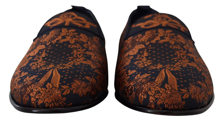Dolce &amp; Gabbana Sample Sale Dolce &amp; Gabbana Blue Rust Floral Slippers Loafers Shoes - | Designer outlet