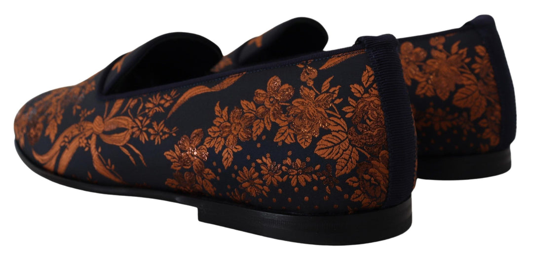 Dolce &amp; Gabbana Sample Sale Dolce &amp; Gabbana Blue Rust Floral Slippers Loafers Shoes - | Designer outlet