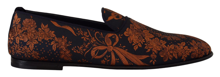 Dolce &amp; Gabbana Sample Sale Dolce &amp; Gabbana Blue Rust Floral Slippers Loafers Shoes - | Designer outlet