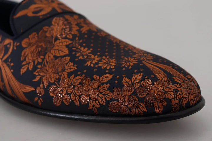 Dolce &amp; Gabbana Sample Sale | Dolce &amp; Gabbana Blue Rust Floral Slippers Loafers Shoes - | Designer outlet