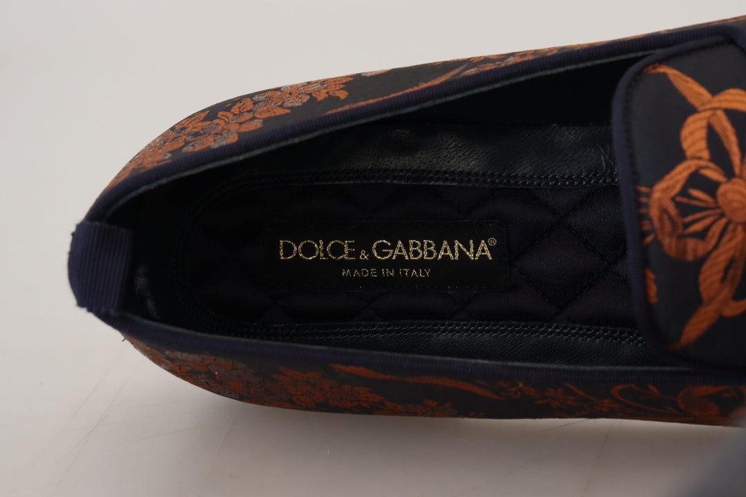 Dolce &amp; Gabbana Sample Sale Dolce &amp; Gabbana Blue Rust Floral Slippers Loafers Shoes - | Designer outlet