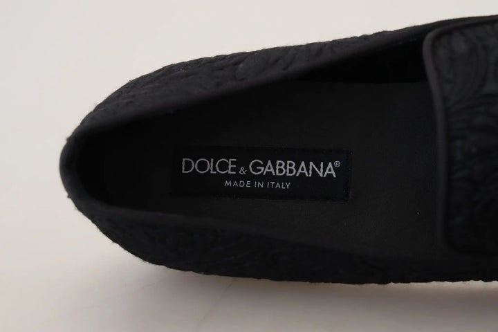 Dolce &amp; Gabbana Sample Sale | Dolce &amp; Gabbana Black Floral Jacquard Slippers Loafers Shoes - | Designer outlet