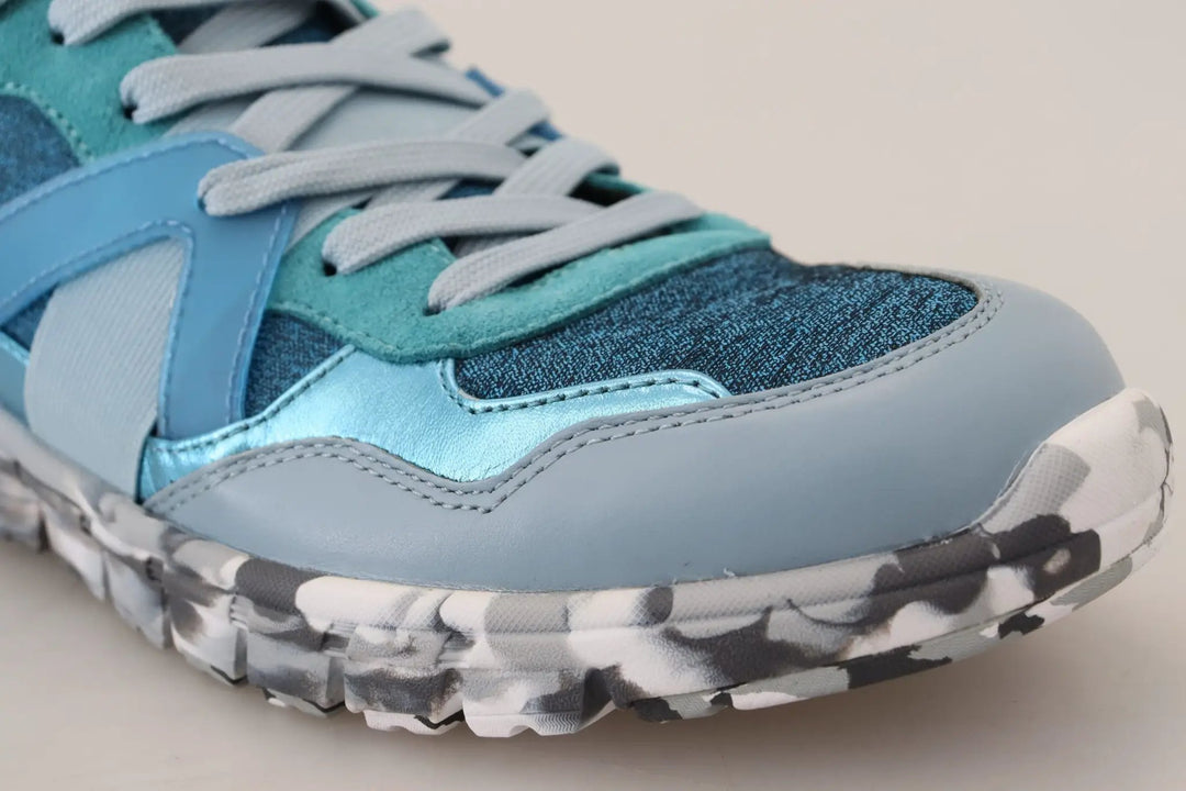 Dolce &amp; Gabbana Sample Sale | Dolce &amp; Gabbana Blue Gray Leather Sport Low Top Sneakers - | Designer outlet