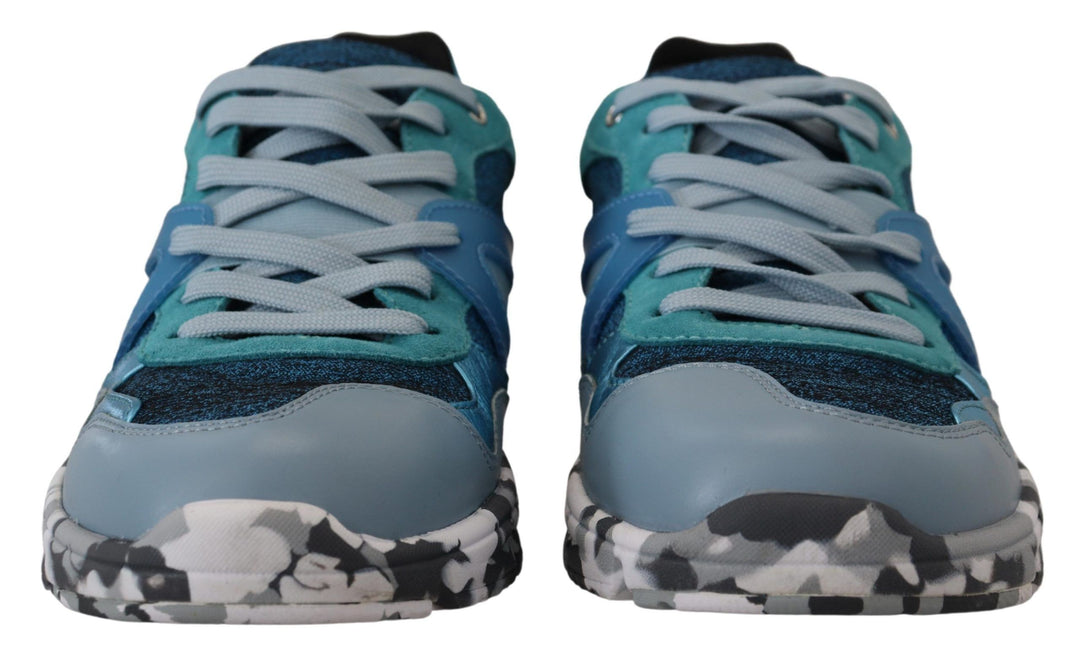 Dolce &amp; Gabbana Sample Sale Dolce &amp; Gabbana Blue Gray Leather Sport Low Top Sneakers - | Designer outlet
