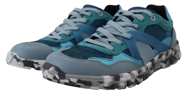 Dolce &amp; Gabbana Sample Sale Dolce &amp; Gabbana Blue Gray Leather Sport Low Top Sneakers - | Designer outlet