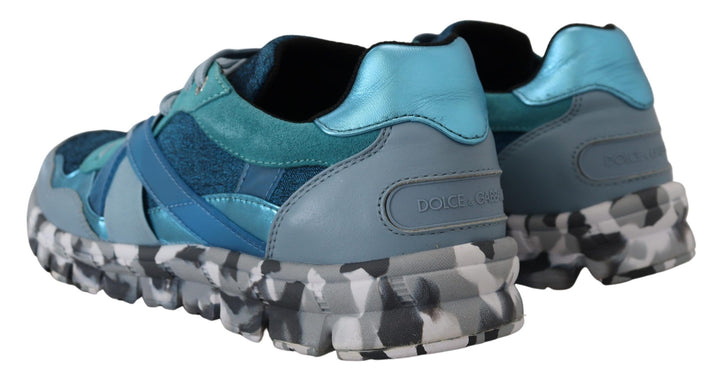 Dolce &amp; Gabbana Sample Sale Dolce &amp; Gabbana Blue Gray Leather Sport Low Top Sneakers - | Designer outlet