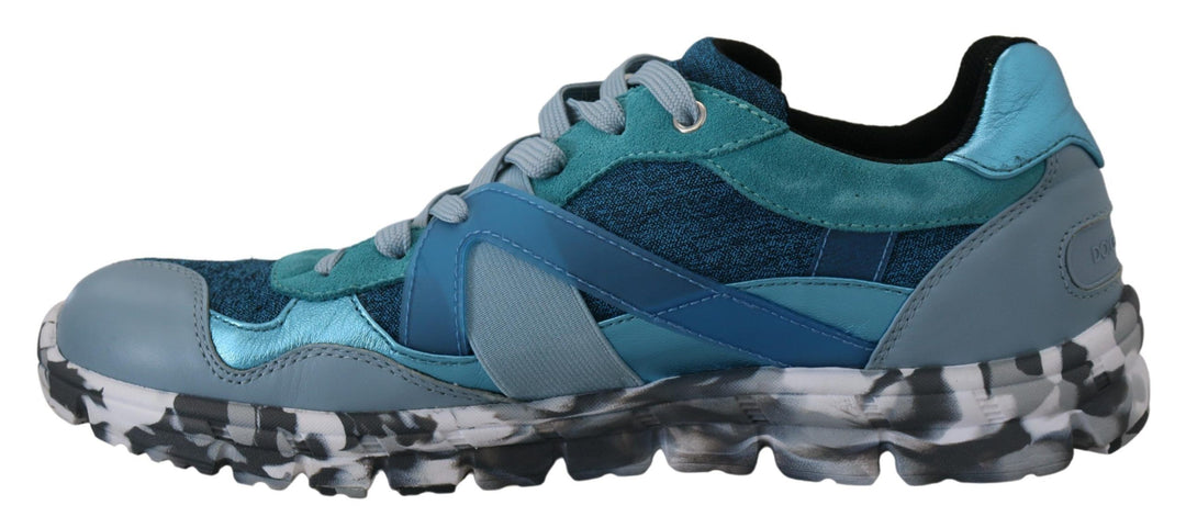 Dolce &amp; Gabbana Sample Sale Dolce &amp; Gabbana Blue Gray Leather Sport Low Top Sneakers - | Designer outlet