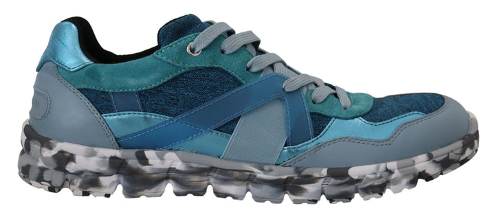 Dolce &amp; Gabbana Sample Sale Dolce &amp; Gabbana Blue Gray Leather Sport Low Top Sneakers - | Designer outlet