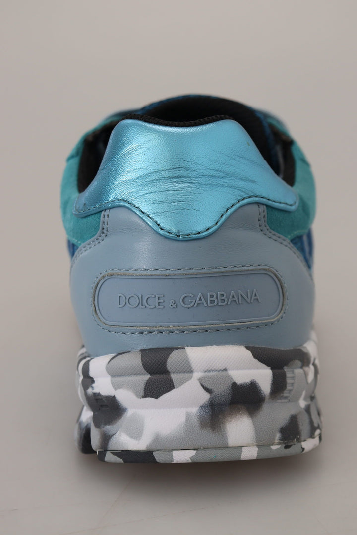 Dolce &amp; Gabbana Sample Sale Dolce &amp; Gabbana Blue Gray Leather Sport Low Top Sneakers - | Designer outlet