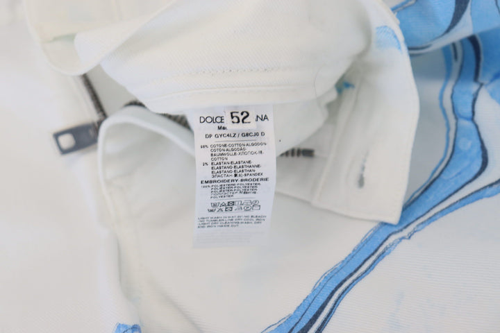 Dolce &amp; Gabbana White Blue Denim Cotton Jeans Stretch Skinny Fit Pant by Dolce &amp; Gabbana outlet now on sale