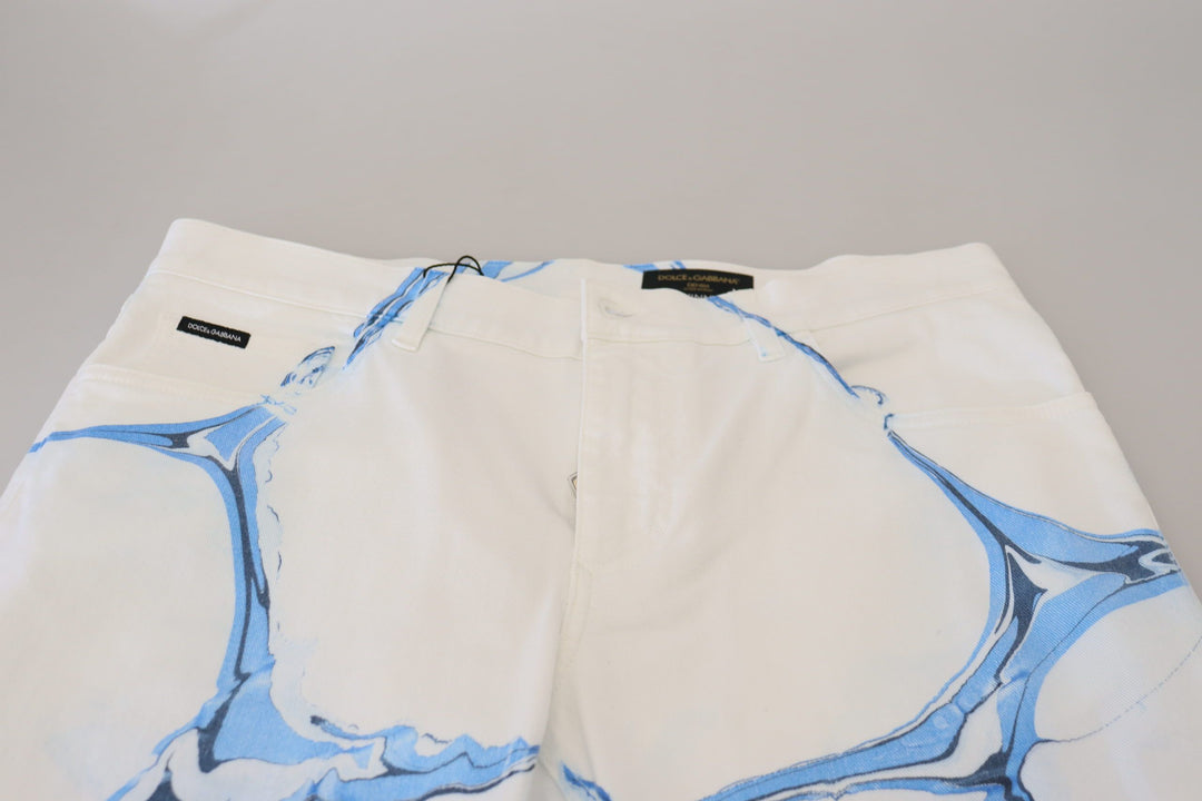 Dolce &amp; Gabbana White Blue Denim Cotton Jeans Stretch Skinny Fit Pant by Dolce &amp; Gabbana outlet now on sale