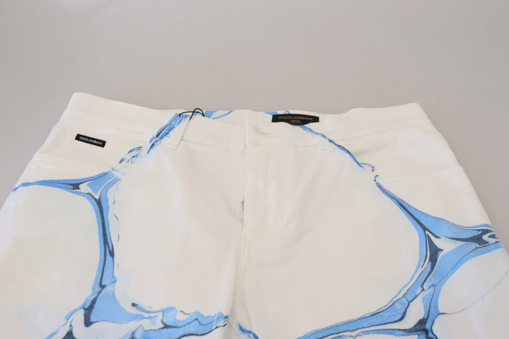 Dolce &amp; Gabbana White Blue Denim Cotton Jeans Stretch Skinny Fit Pant by Dolce &amp; Gabbana outlet now on sale