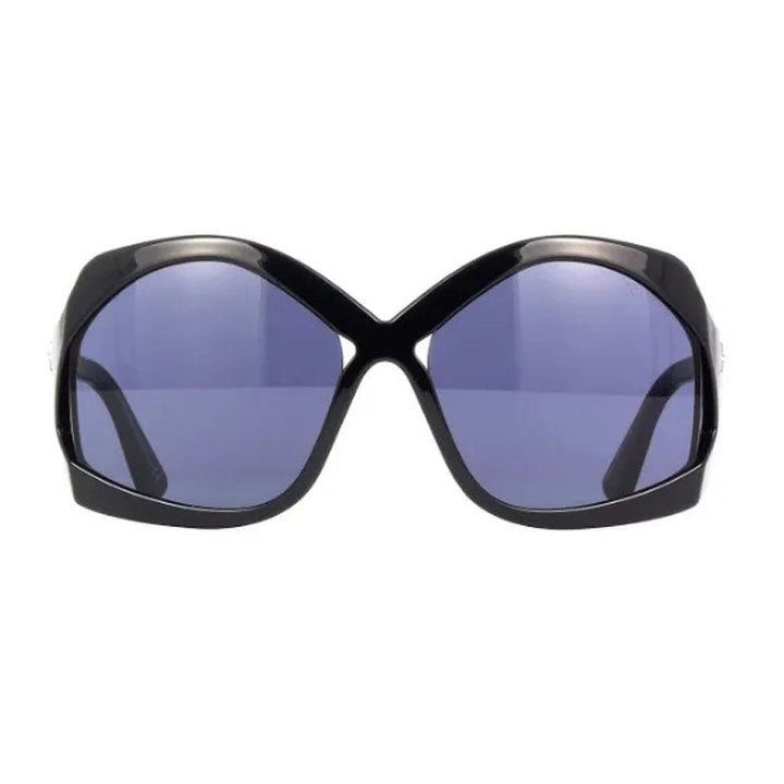 Tom Ford Sunglasses Oval Full Rim, Shiny Black Frame and Smoke Lens FT090301A