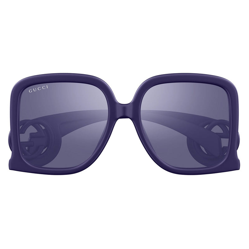 Gucci Sunglasses Square Full Rim, Violet Frame and Violet with Silver Mirror Lens GG1326S006