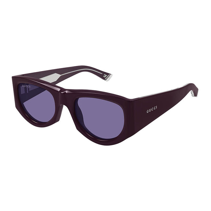 Gucci Square Full Rim, with a Shiny Solid Plum frame and Solid Violet lens.