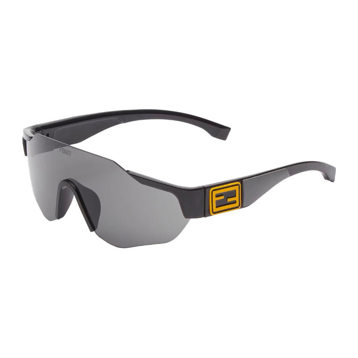 Fendi Shield Rimless, with a Shiny Black frame and Grey lens.