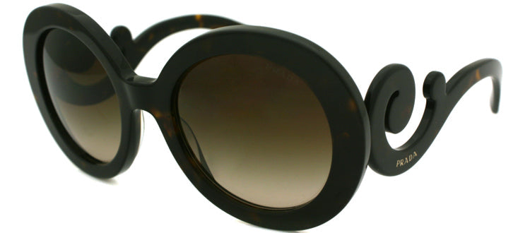 Prada Minimal Baroque PR 27NS 2AU6S1 Round Plastic Tortoise/ Havana Sunglasses with Tan Gradient Lens