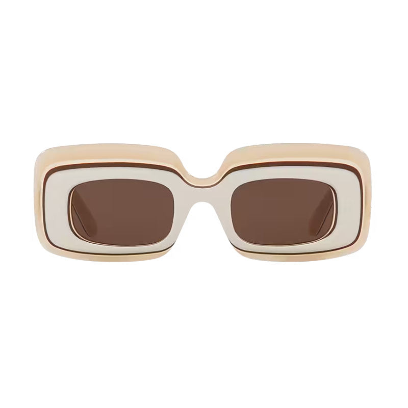 Loewe Sunglasses Rectangle Full Rim, Ivory/Brown Frame and Brown Lens LW40139U25E