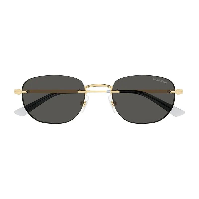 Montblanc Sunglasses Square Rimless, Gold Frame And Grey Lens Mb0303S001