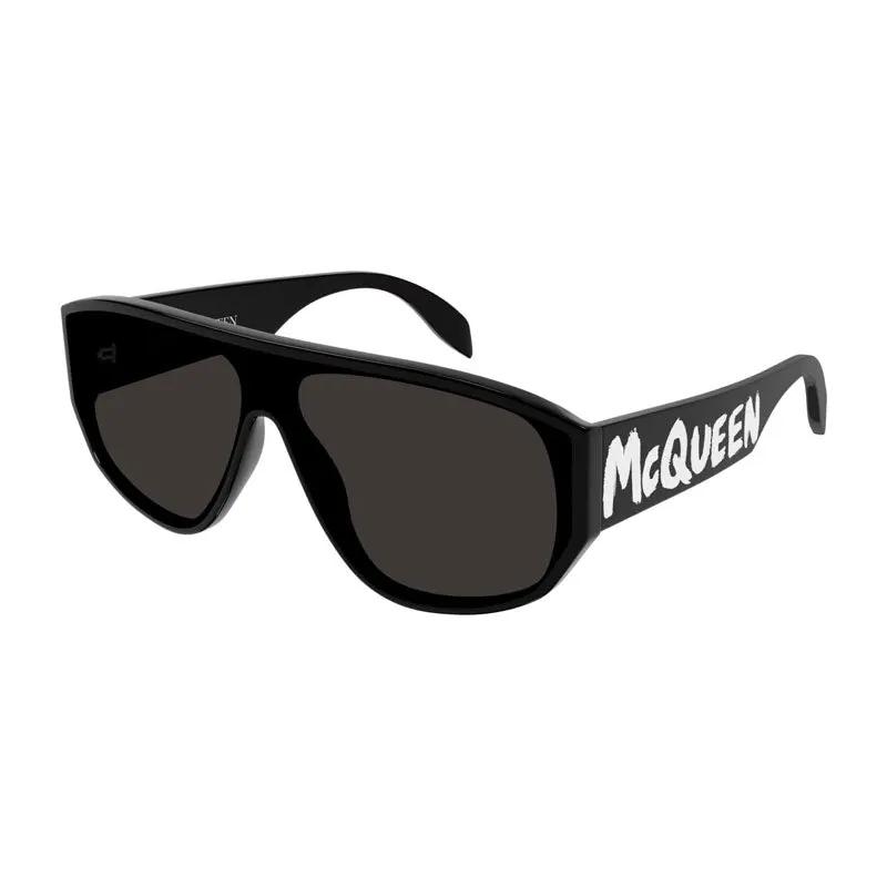 Alexander Mcqueen Sunglasses Shield Full Rim, Black Frame And Black Lens