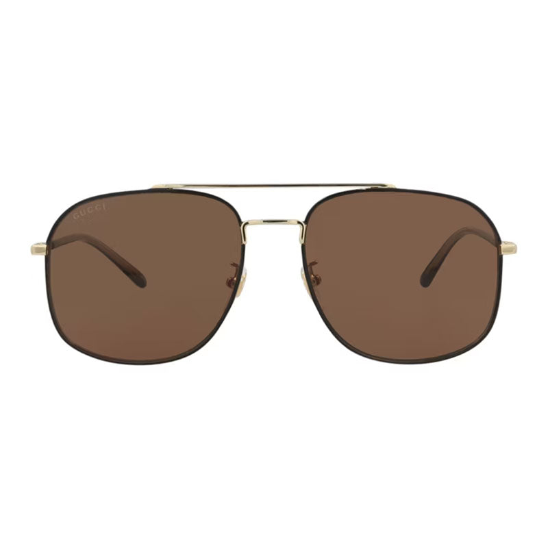 Gucci Sunglasses Aviator Full Rim, Black/Gold Frame and Brown Lens GG1351S004