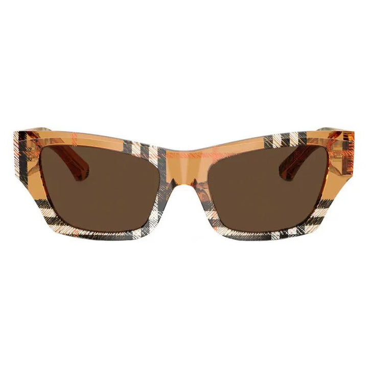 Burberry Sample Sale | Burberry Sunglasses Cat Eye Full Rim, Check Sand Frame And Dark Brown Lens Be4441U414673 - Sunglasses | Designer outlet