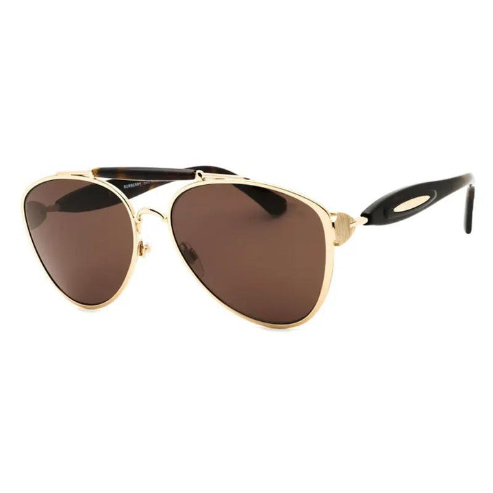 Burberry Sunglasses Aviator Full Rim, Light Gold Frame And Brown Lens