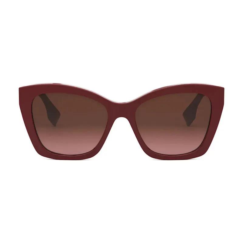 Fendi Sunglasses Square Full Rim, Shiny Red Frame And Brown Gradient Lens Fe40151I66F