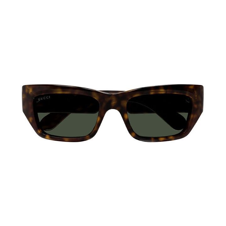 Gucci Sunglasses Rectangle Full Rim, Dark Havana Frame and Bottle Green Lens GG1296S004