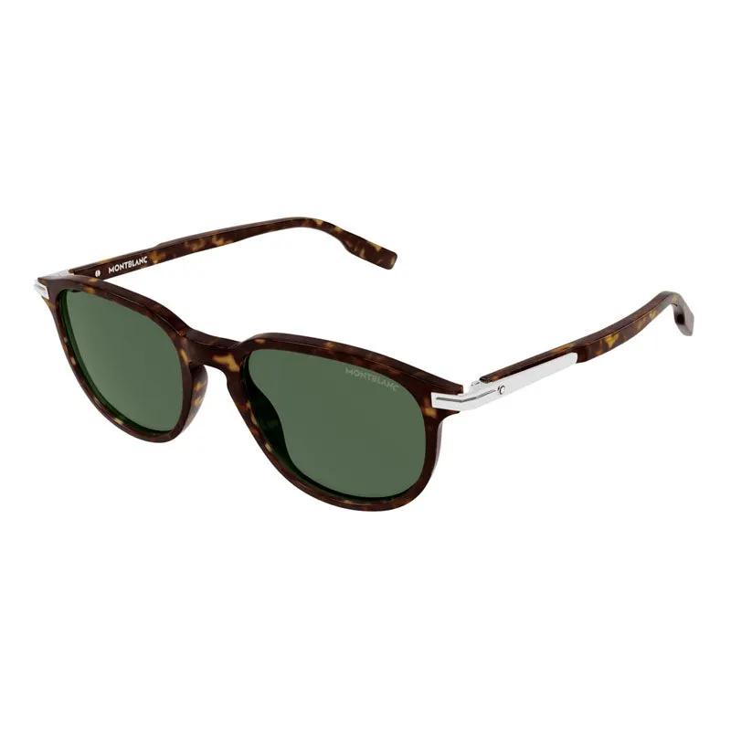 Montblanc Sunglasses Square Full Rim, Havana Frame And Green Lens Mb0276S002