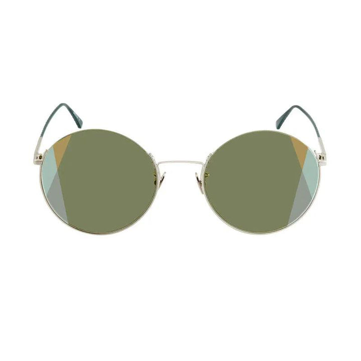Bottega Veneta Sunglasses Round Full Rim, Silver Frame And Green Lens Bv0246S004