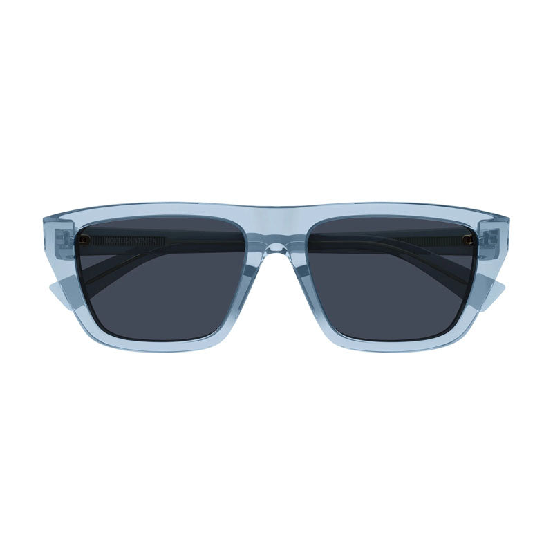 Bottega Veneta Sunglasses Square Full Rim, Transparent Light Blue Frame and Blue Lens BV1291S003
