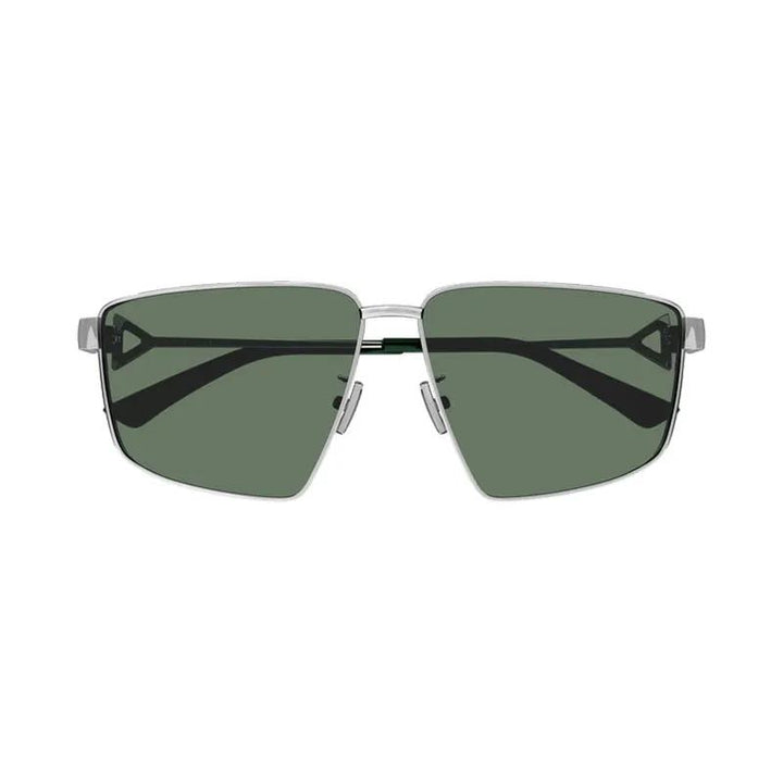Bottega Veneta Sunglasses Square Full Rim, Silver Frame And Green Lens