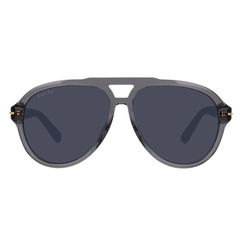 Gucci Sunglasses Aviator Full Rim, Transparent Grey Frame and Blue Lens GG1443S005