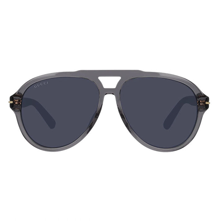 Gucci Sunglasses Aviator Full Rim, Transparent Grey Frame and Blue Lens GG1443S005