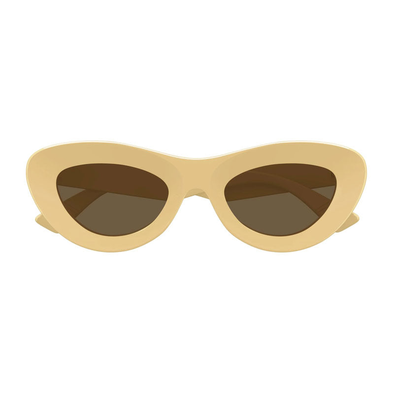 Bottega Veneta Sunglasses Cat Eye Full Rim, Shiny Straw Yellow Frame and Brown Lens BV1325S002