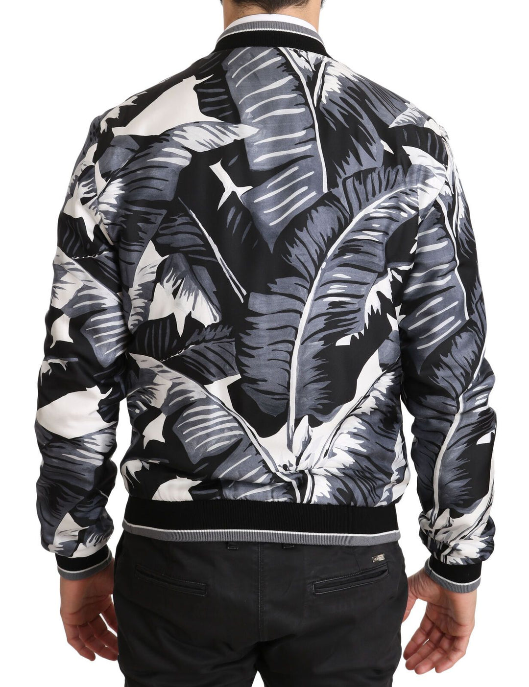 Dolce & Gabbana - Dolce & Gabbana Elegant Banana Leaf Print Silk Bomber Jacket - JKT2897 - 50 - Ask Me Wear