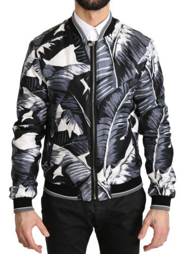 Dolce & Gabbana - Dolce & Gabbana Elegant Banana Leaf Print Silk Bomber Jacket - JKT2897 - 50 - Ask Me Wear