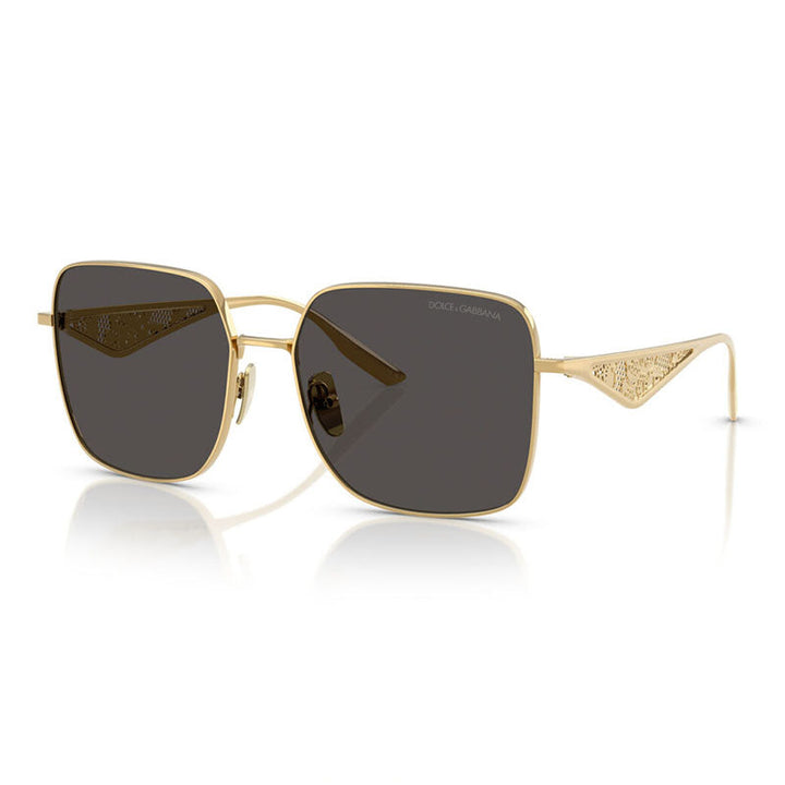 Dolce & Gabbana Sunglasses Square Full Rim, Gold Frame and Dark Grey Lens DG231002/87