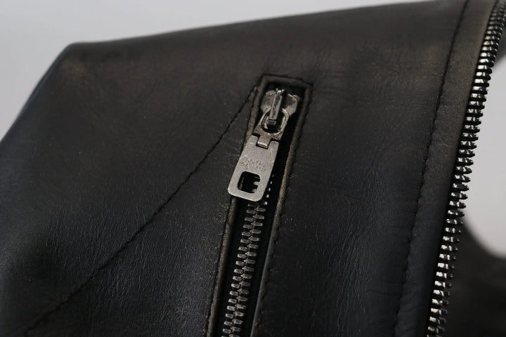 Dolce &amp; Gabbana Sample Sale | Dolce &amp; Gabbana Black Leather Zipper Biker Coat Jacket - | Designer outlet