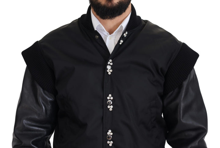 Dolce & Gabbana - Dolce & Gabbana Elegant Black Crystal - Embellished Bomber Jacket - JKT3335 - 46 - Ask Me Wear