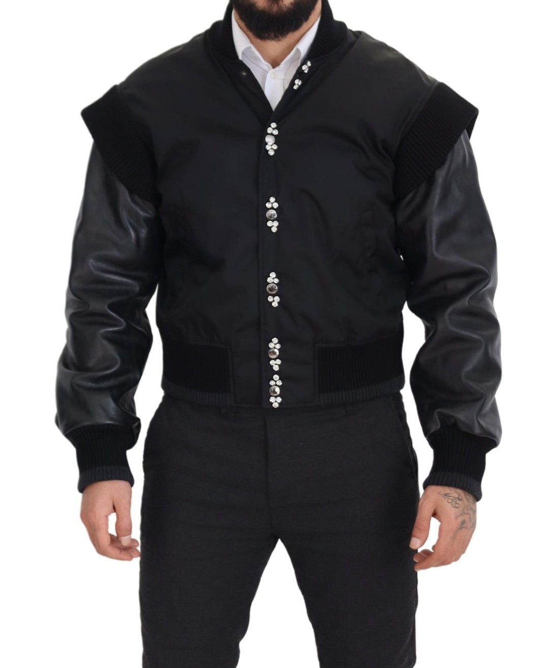 Dolce & Gabbana - Dolce & Gabbana Elegant Black Crystal - Embellished Bomber Jacket - JKT3335 - 46 - Ask Me Wear