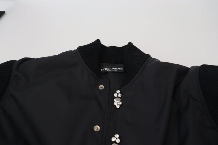 Dolce & Gabbana - Dolce & Gabbana Elegant Black Crystal - Embellished Bomber Jacket - JKT3335 - 46 - Ask Me Wear