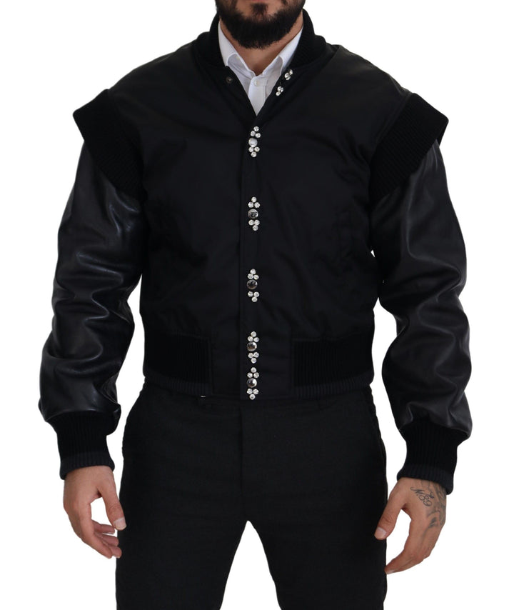 Dolce & Gabbana - Dolce & Gabbana Elegant Black Crystal - Embellished Bomber Jacket - JKT3335 - 46 - Ask Me Wear