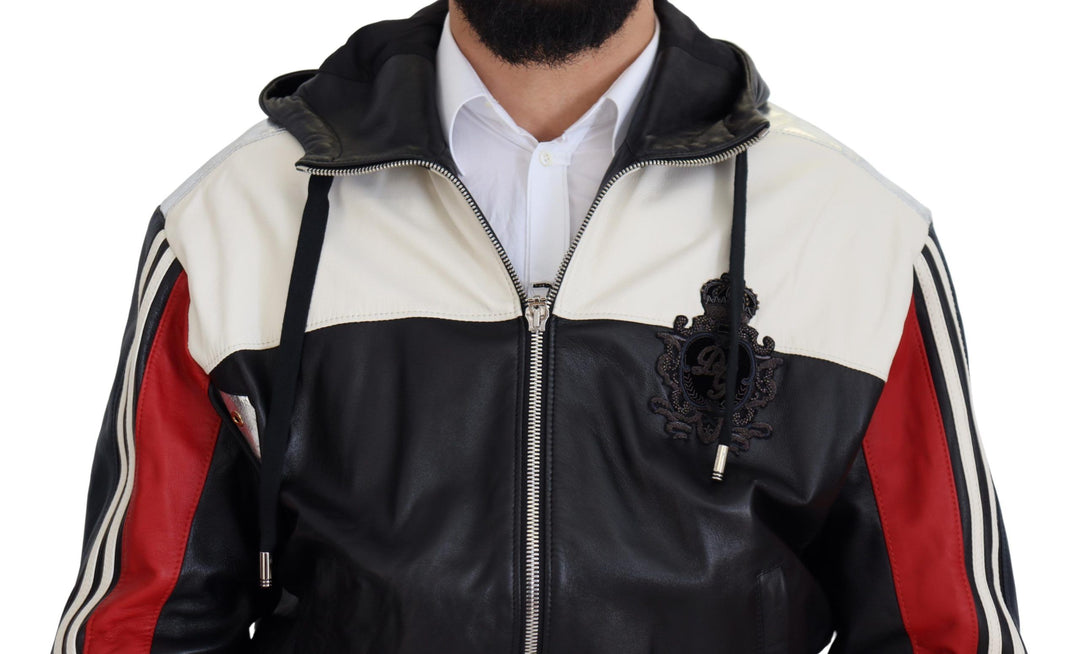 Dolce & Gabbana - Dolce & Gabbana Elite Black Leather Hooded Bomber Jacket - JKT3338 - 46 - Ask Me Wear