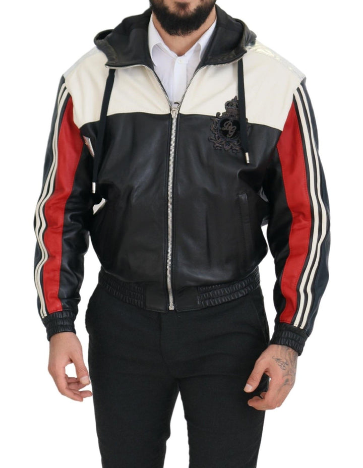 Dolce & Gabbana - Dolce & Gabbana Elite Black Leather Hooded Bomber Jacket - JKT3338 - 46 - Ask Me Wear