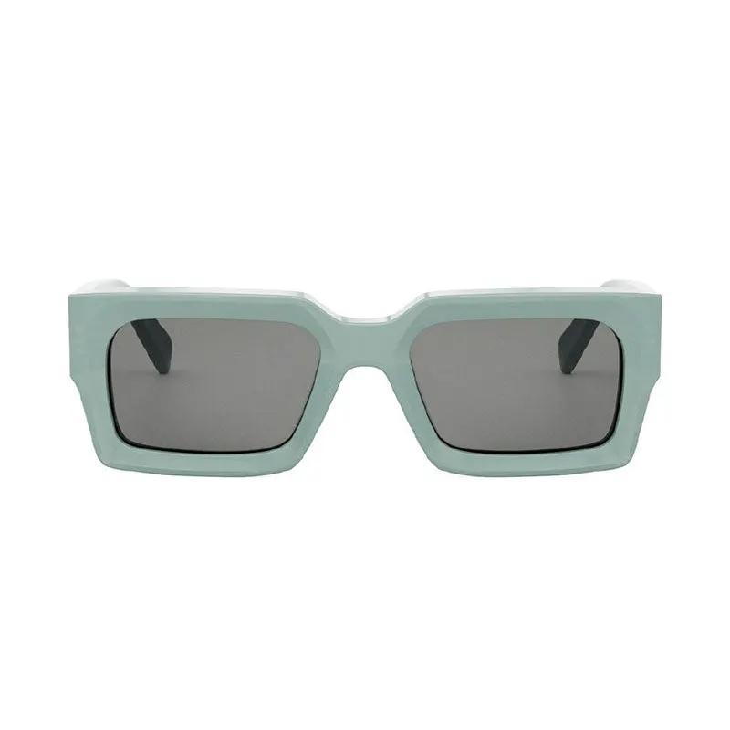 Celine Sunglasses Rectangle Full Rim, Shiny Lime Transparent Frame And Smoke Lens Cl40280U93A