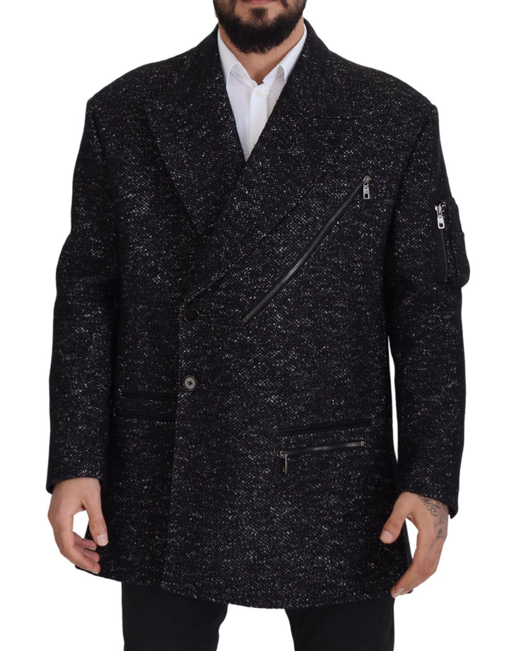 Dolce & Gabbana - Dolce & Gabbana Sleek Patterned Wool Double Breasted Jacket - JKT3342 - 52 - Ask Me Wear