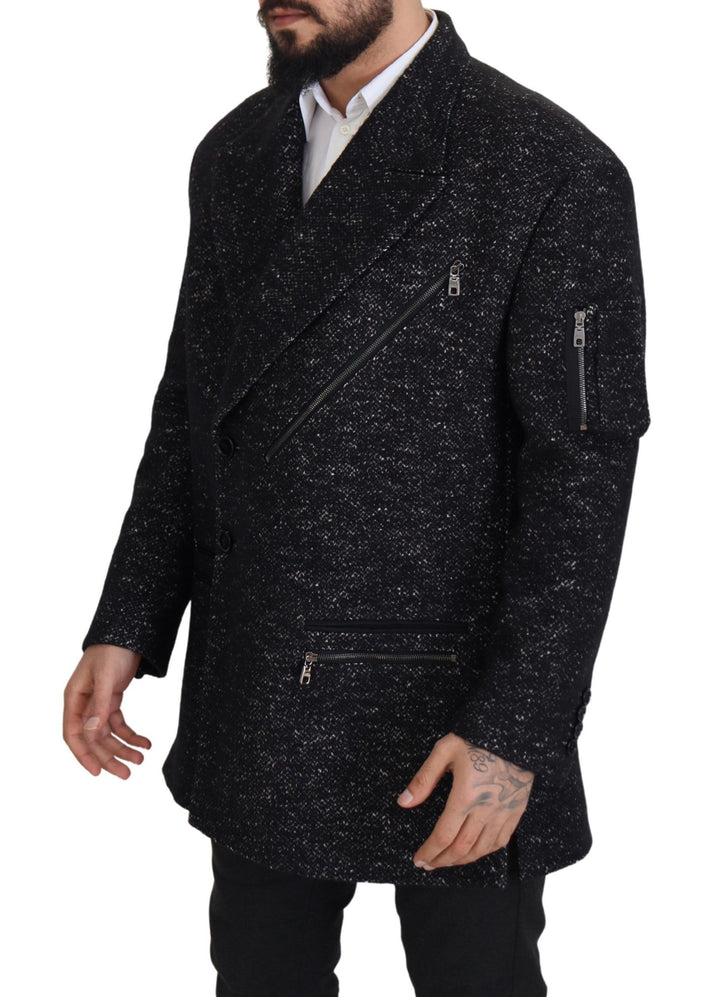 Dolce & Gabbana - Dolce & Gabbana Sleek Patterned Wool Double Breasted Jacket - JKT3342 - 52 - Ask Me Wear