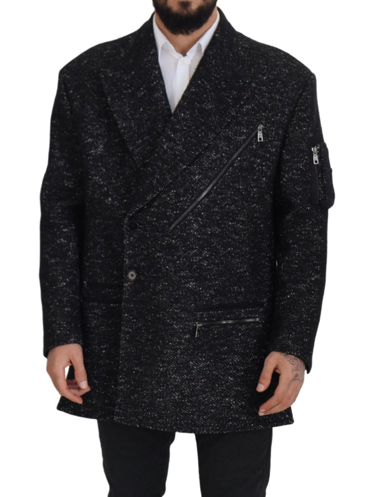 Dolce & Gabbana - Dolce & Gabbana Sleek Patterned Wool Double Breasted Jacket - JKT3342 - 52 - Ask Me Wear